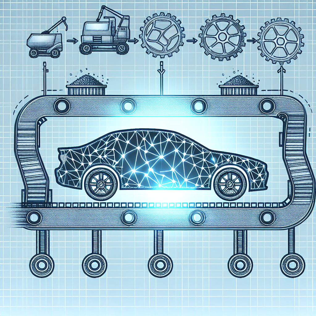 "Diagrama ilustrando cómo la tecnología blockchain mejora la transparencia en la cadena de suministro en la industria automotriz"